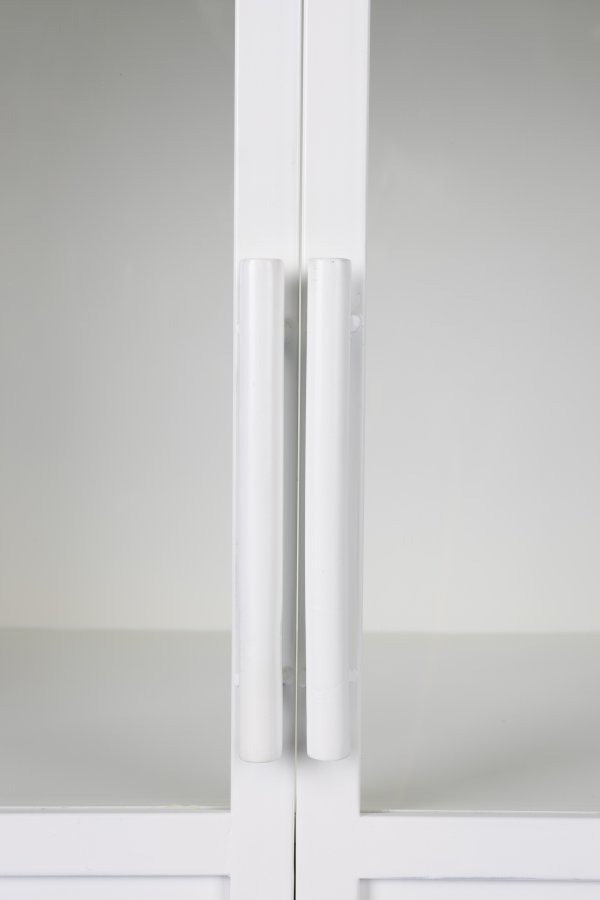 WHITE LABEL LIVING Miya Hyt vitrineskap, m. 2 drer og hyller - glass og hvitt jern