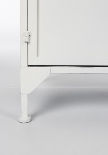 WHITE LABEL LIVING Miya Lavt vitrineskap, m. 3 drer og hyller - glass og hvitt jern