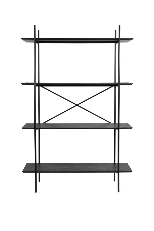 WHITE LABEL LIVING Marcio bokhylle, m. 4 hyller - svart MDF og metall