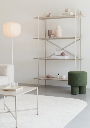 WHITE LABEL LIVING Marcio bokhylle, m. 4 hyller - beige MDF og metall