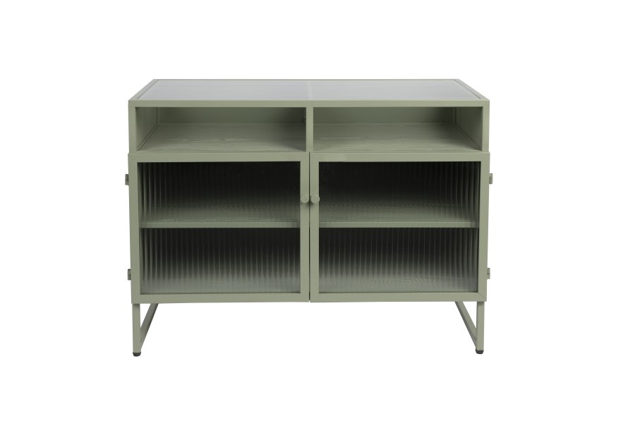 WHITE LABEL LIVING Herbe Medium skap, m. 2 drer og hyller - lysegrnn MDF/metall