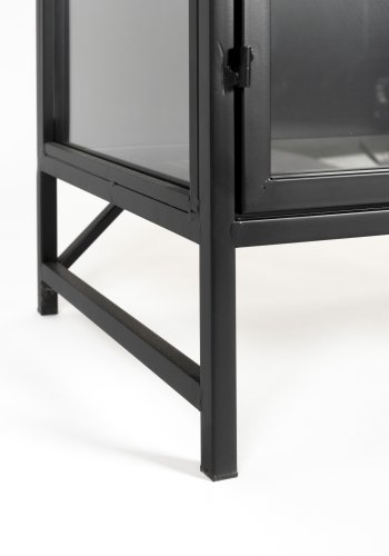 WHITE LABEL LIVING Rob L vitrineskap, m. 2 drer og 3 hyller - glass og sort jern