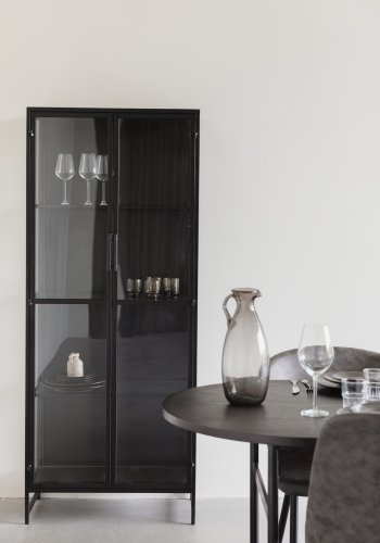 WHITE LABEL LIVING Rob L vitrineskap, m. 2 drer og 3 hyller - glass og sort jern