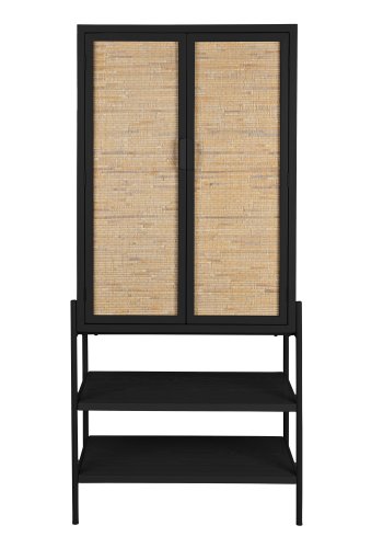 DUTCHBONE Yasu-skap, m. 2 drer og 4 hyller - naturrotting og sort tre/jern