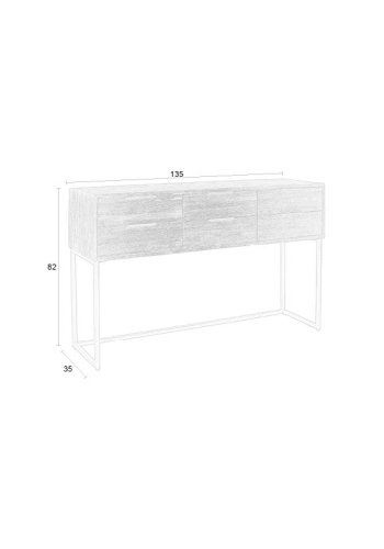 WHITE LABEL LIVING Webster skap L, m. 6 skuffer - brun gjenvunnet teak og jern