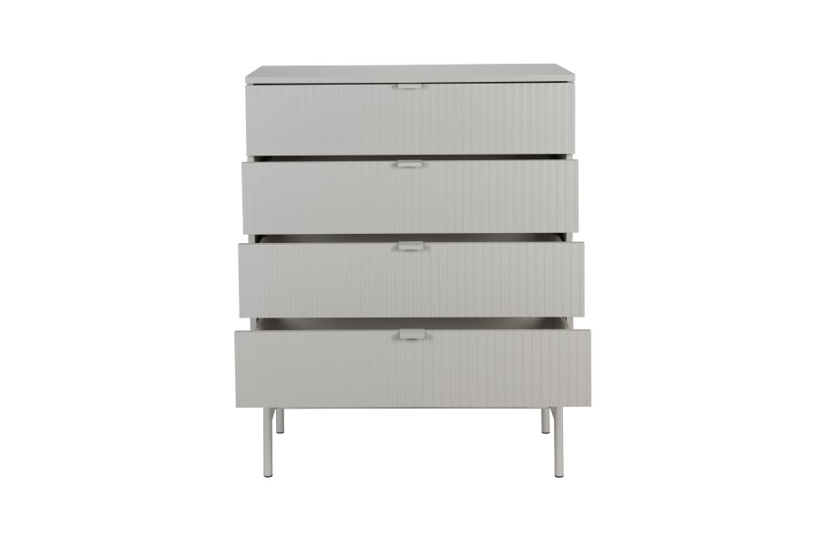 WHITE LABEL LIVING Cayo kommode, m. 4 skuffer - gr MDF og gr jern