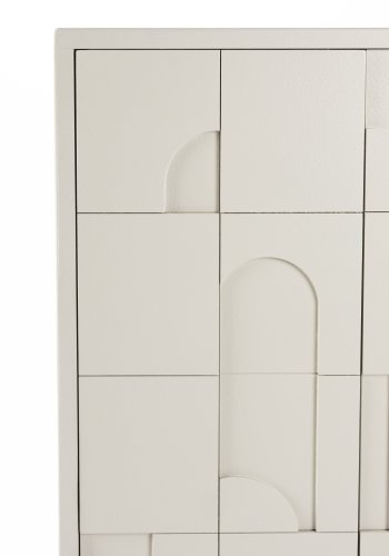 WHITE LABEL LIVING Funk Lav skab, m. 2 lger og 2 hylder - beige MDF og gr jern