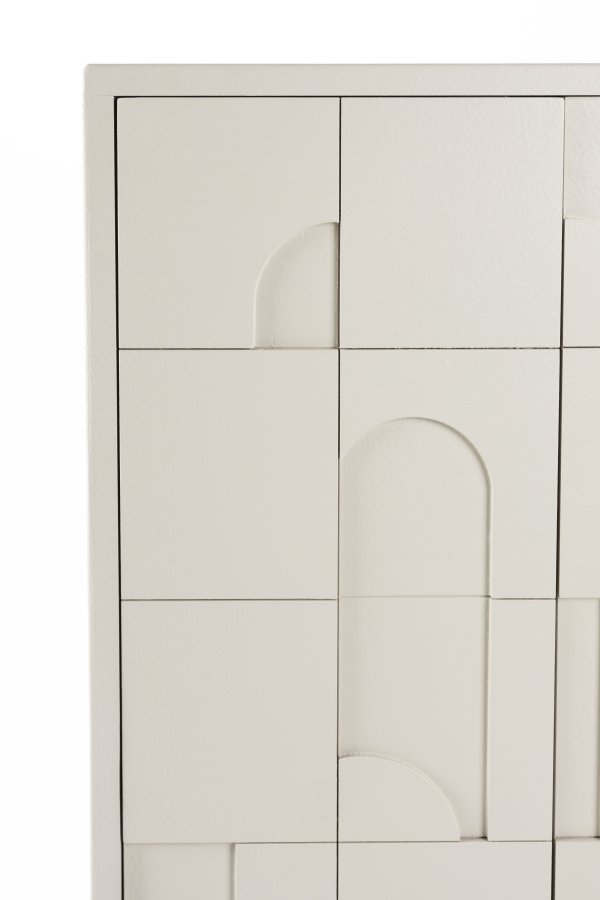 WHITE LABEL LIVING Funk Lav skab, m. 2 lger og 2 hylder - beige MDF og gr jern