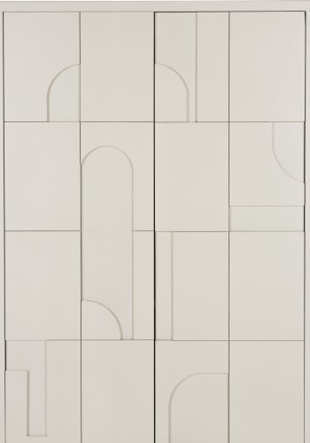 WHITE LABEL LIVING Funk Hj skab, m. 2 lger og 2 hylder - beige MDF og gr jern