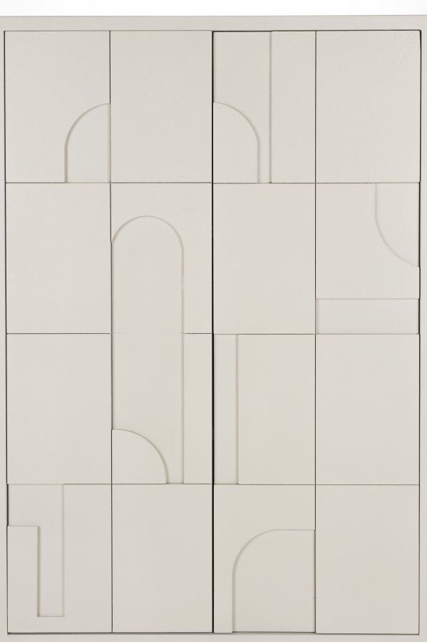 WHITE LABEL LIVING Funk Hj skab, m. 2 lger og 2 hylder - beige MDF og gr jern