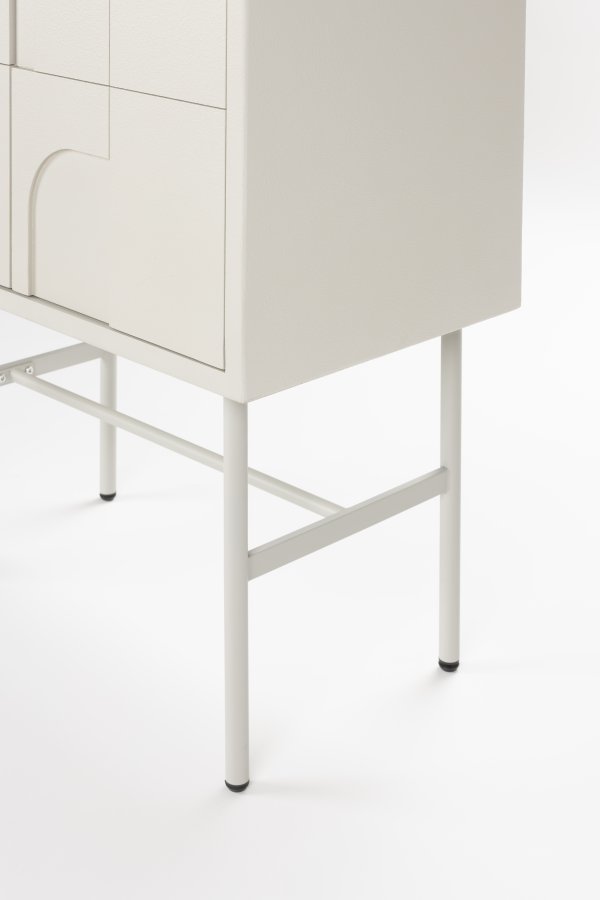 WHITE LABEL LIVING Funk Hj skab, m. 2 lger og 2 hylder - beige MDF og gr jern