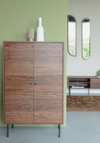 WHITE LABEL LIVING Stripes skap, med 2 drer og 3 hyller - brun MDF og jern