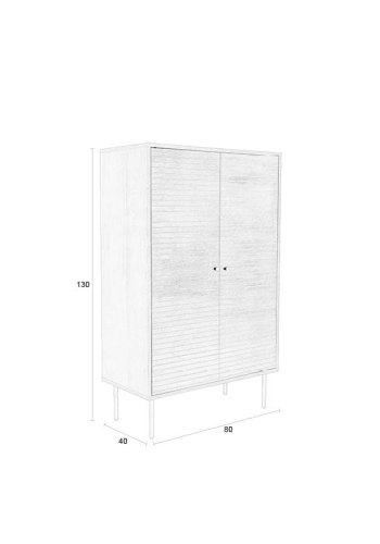 WHITE LABEL LIVING Stripes skap, med 2 drer og 3 hyller - brun MDF og jern