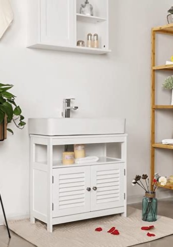 VASAGLE badevrelsesunderskab uden vask, m. 2 lamellger, 1 bent rum - hvid MDF