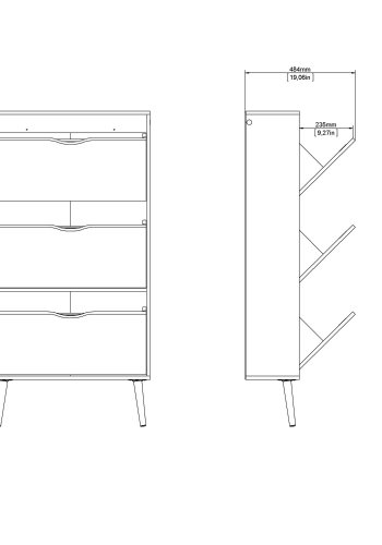
TVILUM Delta skoskab - hvid egetræstruktur, 3 skuffer
