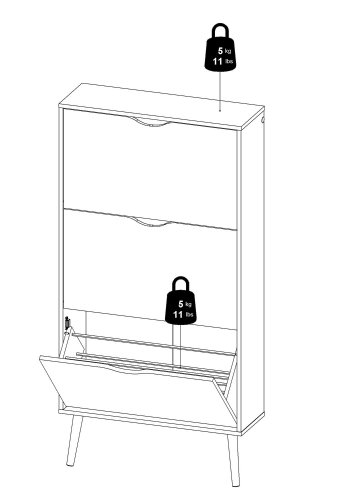 
TVILUM Delta skoskab - hvid egetræstruktur, 3 skuffer
