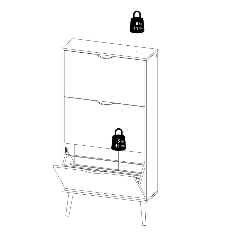 
TVILUM Delta skoskab - hvid egetræstruktur, 3 skuffer
