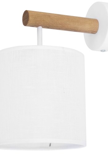 TK Deva vegglampe - hvitt stoff/furu og hvitt stl