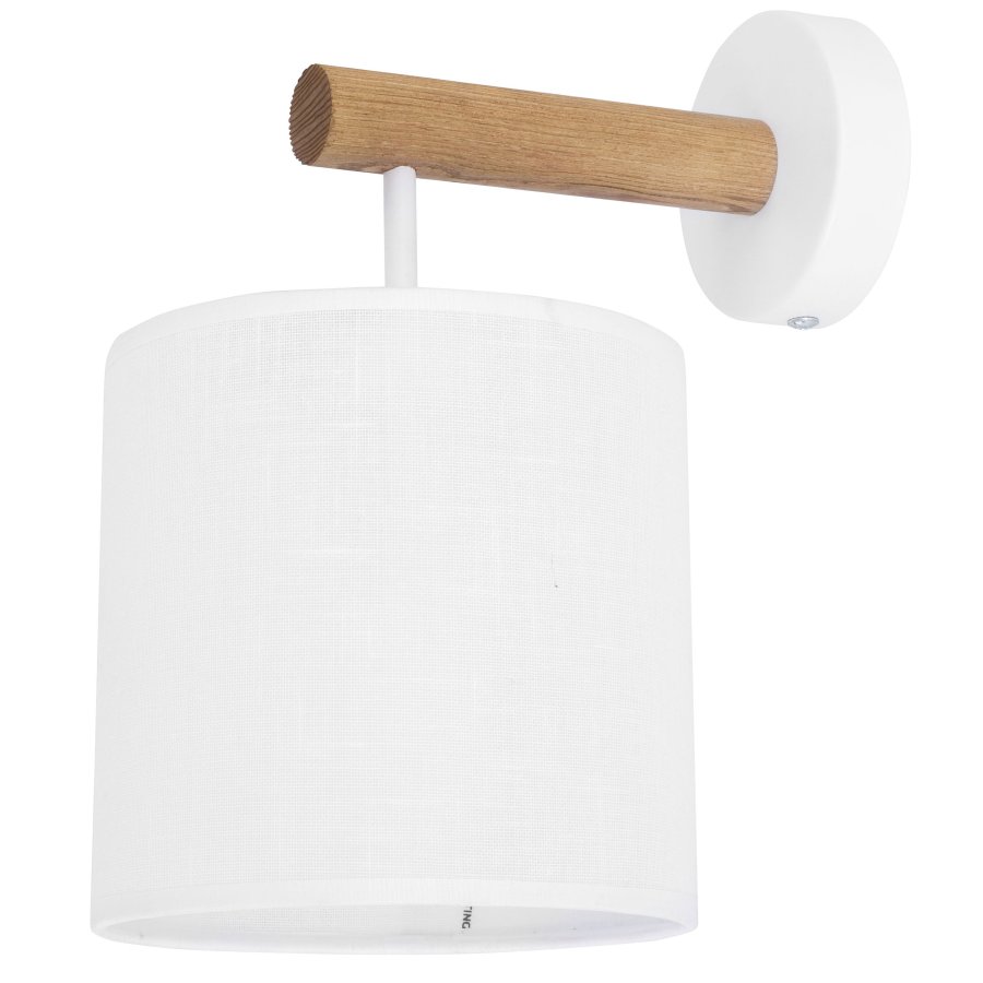 TK Deva vegglampe - hvitt stoff/furu og hvitt stl