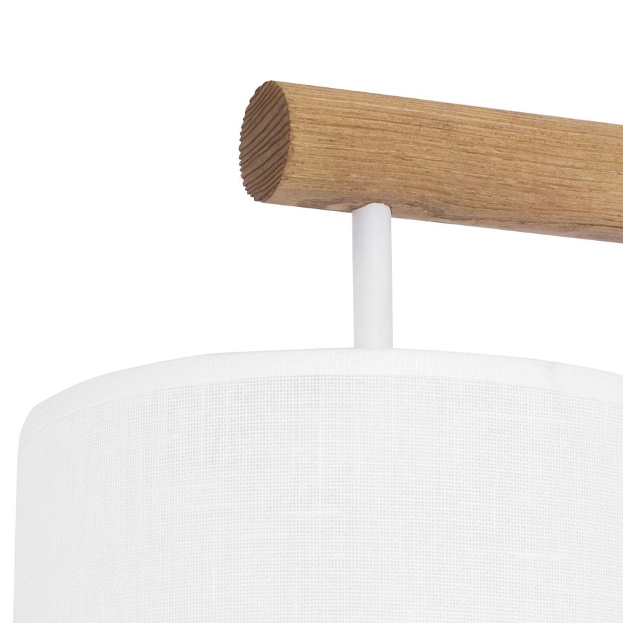 TK Deva vegglampe - hvitt stoff/furu og hvitt stl
