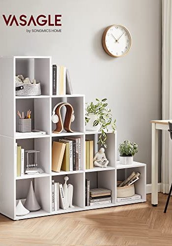 VASAGLE bokhylle, m. 10 rom - hvit sponplate