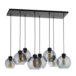 TK Cubus loftlampe, m. 8 skrme - grafit glas og sort metal