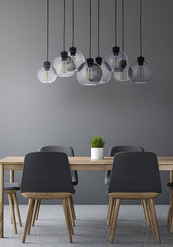 TK Cubus loftlampe, m. 8 skrme - grafit glas og sort metal