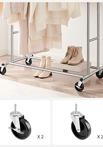 SONGMICS Heavy Duty klesstativ, m. 2 justerbare hengestenger, hydejusterbare, hjul - slvjern
