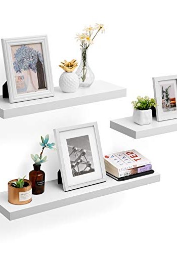 VASAGLE flytande hylla, vgghylla fr foton, 60 cm, dekorationer, i vardagsrum, kk, hall, sovrum, badrum, vit LWS26WT