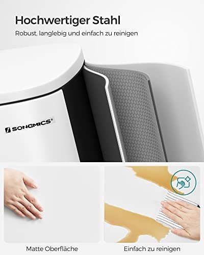 SONGMICS avfallsbeholder, m. innvendig plastbeholder, pedal, hengslet lokk, soft close - hvit stl