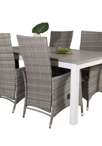 VENTURE DESIGN Padova hvilestol hagestol, med armlener og pute - gr polyester og gr polyrattan