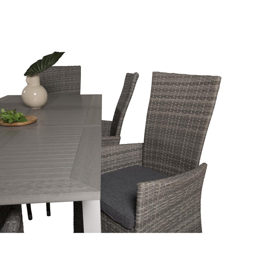 VENTURE DESIGN Padova hvilestol hagestol, med armlener og pute - gr polyester og gr polyrattan