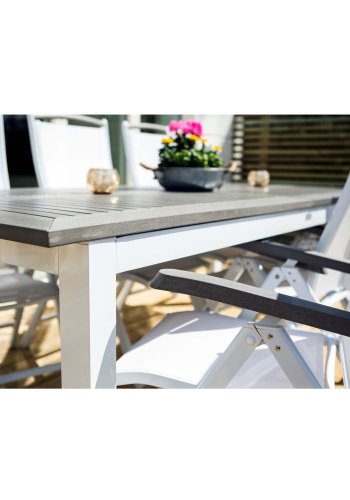 VENTURE DESIGN rektangulrt Albany hagebord med uttrekk - gr, hvit aluminium 