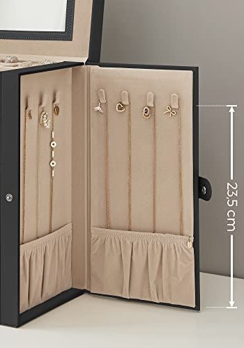 SONGMICS smykkeskrin, lsbar, m. 6 lag, 5 skuffer, speil - sort MDF