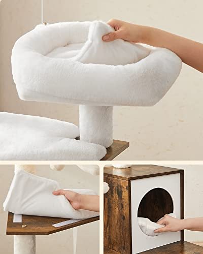 FEANDREA skrapestolpe, m. avfallsbrett, 3 plysj ballbarer, plattform, hule, stol - plysj/sisal/brunt tre