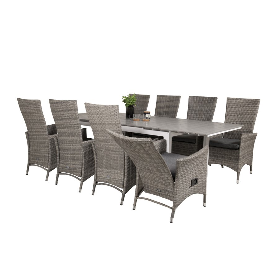 VENTURE DESIGN Padova hvilestol hagestol, med armlener og pute - gr polyester og gr polyrattan