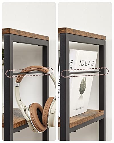 VASAGLE bokhylle, m. 5 hyller - rustikk brun sponplate og sort stl