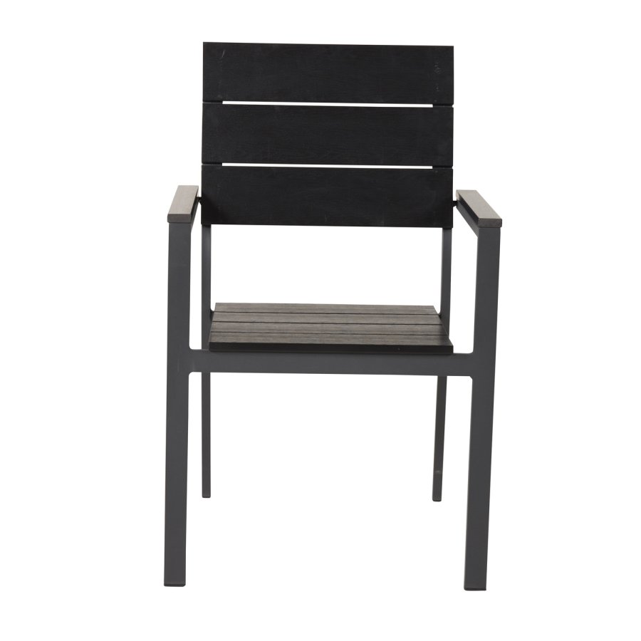 VENTURE DESIGN Levels hagestol, med armlener - svart i tre og aluminium
