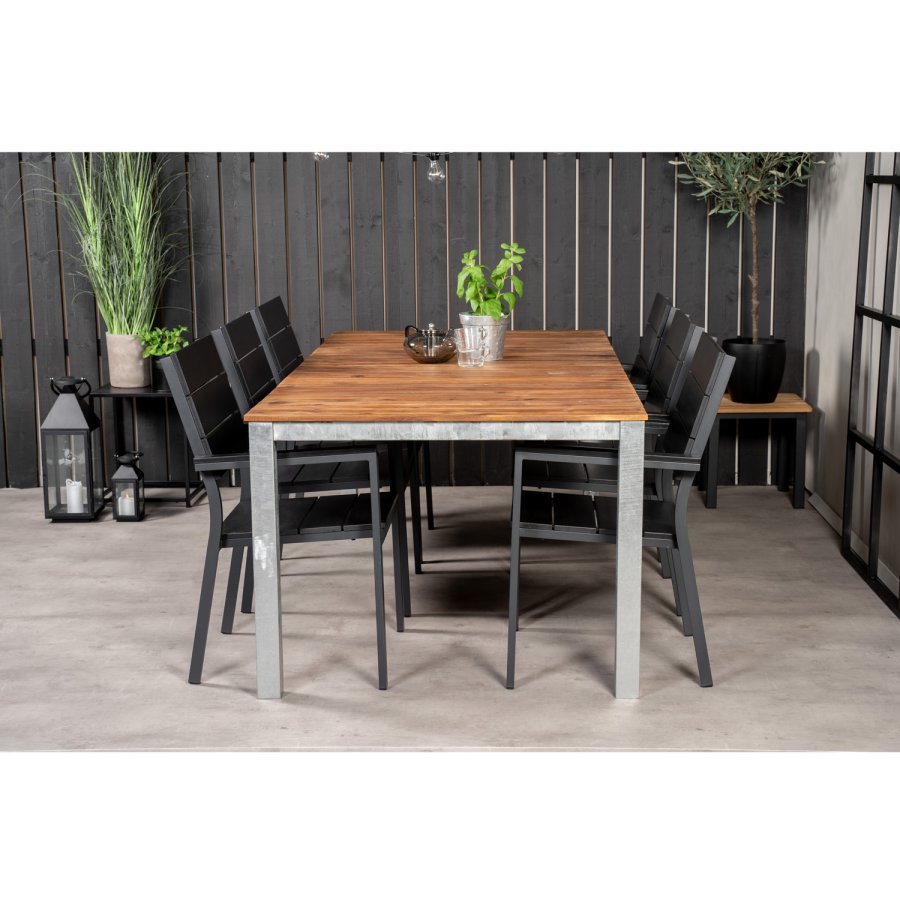 VENTURE DESIGN Levels hagestol, med armlener - svart i tre og aluminium