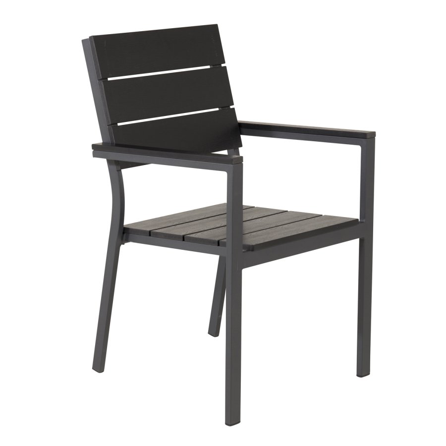 VENTURE DESIGN Levels hagestol, med armlener - svart i tre og aluminium