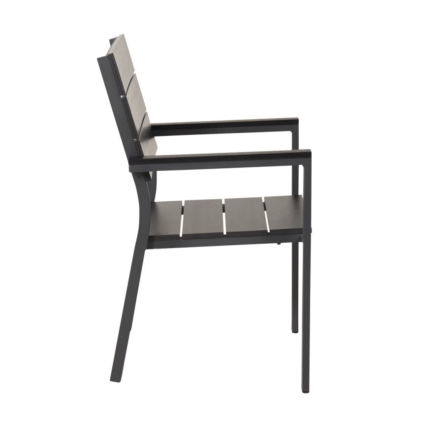 VENTURE DESIGN Levels hagestol, med armlener - svart i tre og aluminium