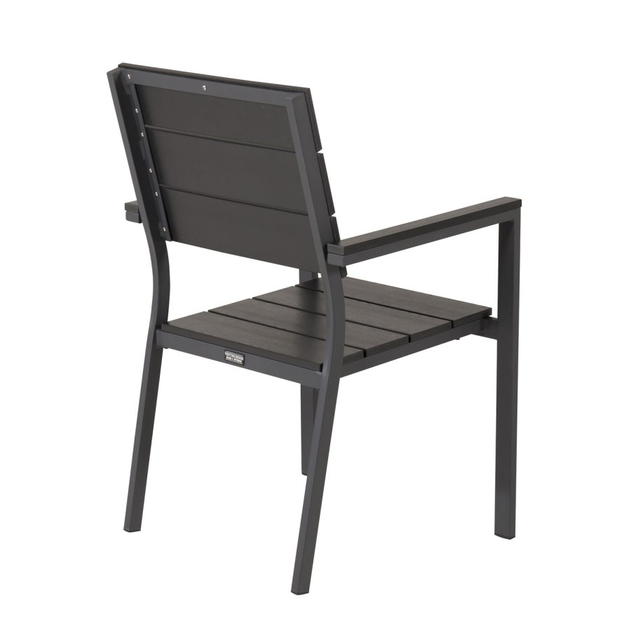 VENTURE DESIGN Levels hagestol, med armlener - svart i tre og aluminium