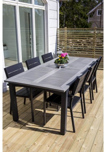 VENTURE DESIGN Levels hagestol, med armlener - svart i tre og aluminium