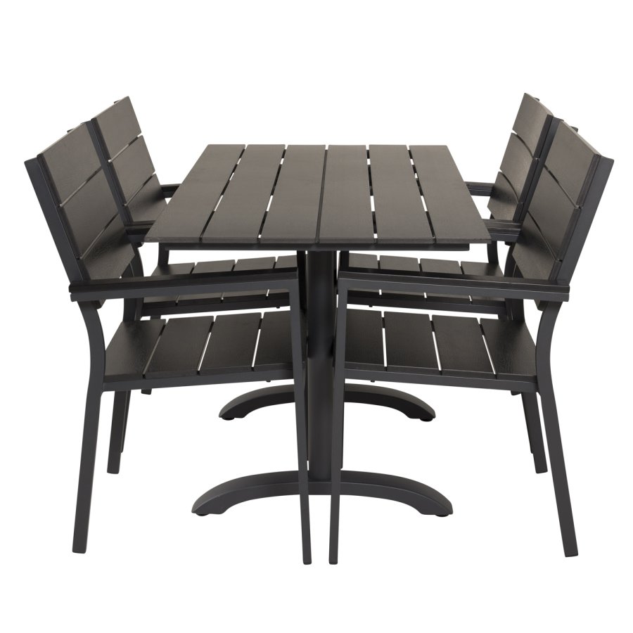 VENTURE DESIGN Levels hagestol, med armlener - svart i tre og aluminium