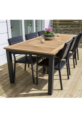 VENTURE DESIGN Levels hagestol, med armlener - svart i tre og aluminium