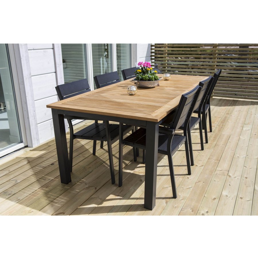 VENTURE DESIGN Levels hagestol, med armlener - svart i tre og aluminium