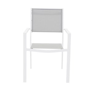 VENTURE DESIGN Copacabana Gartenstuhl mit Armlehnen - graues PVC und wei�es Aluminium