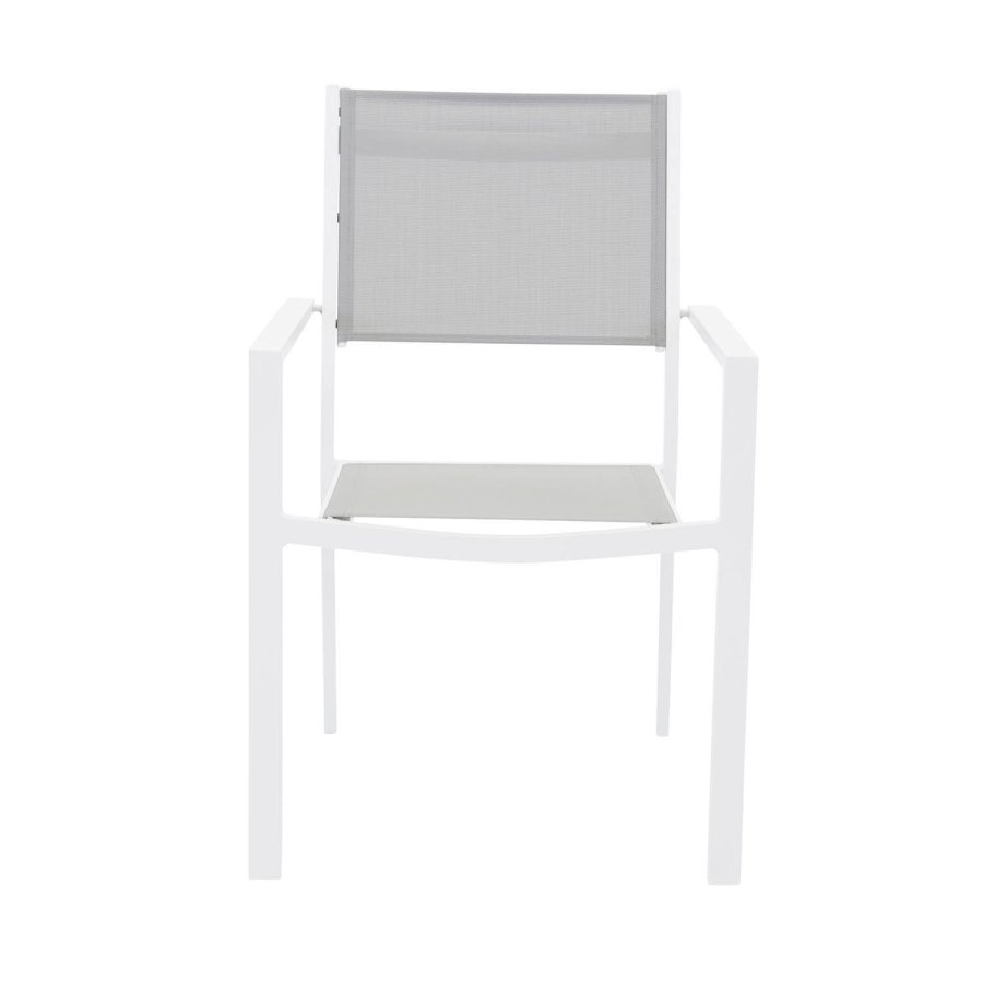 VENTURE DESIGN Copacabana Gartenstuhl mit Armlehnen - graues PVC und wei�es Aluminium