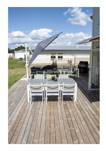 VENTURE DESIGN Copacabana Gartenstuhl mit Armlehnen - graues PVC und wei�es Aluminium