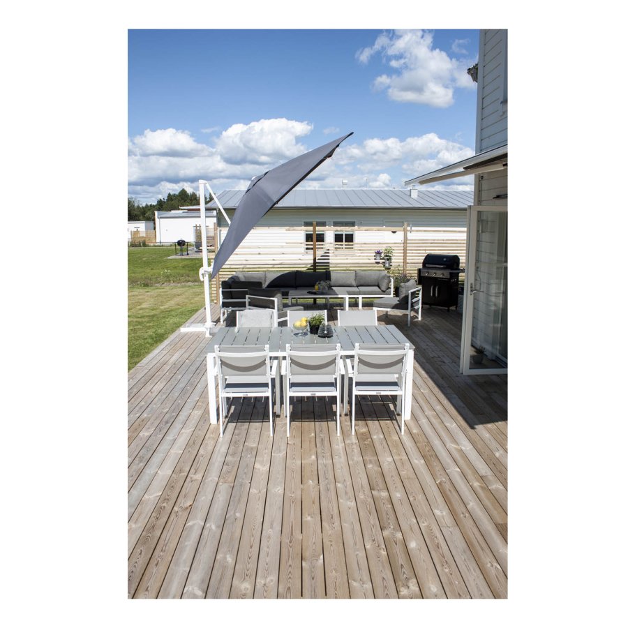 VENTURE DESIGN Copacabana Gartenstuhl mit Armlehnen - graues PVC und wei�es Aluminium